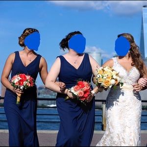 David’s Bridal Crepe Sheath Dress with Side Slit